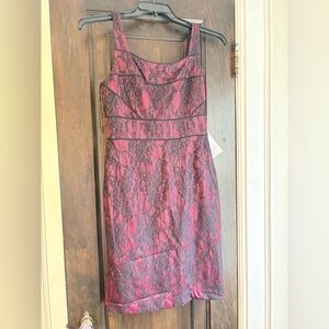 Adrianna Papell Black and Red Lace Dress